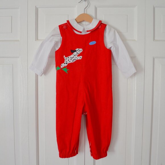 NWT Boys' Red & White Gingham Reversible Christmas Longall Outfit Size 24 - Picture 10 of 13